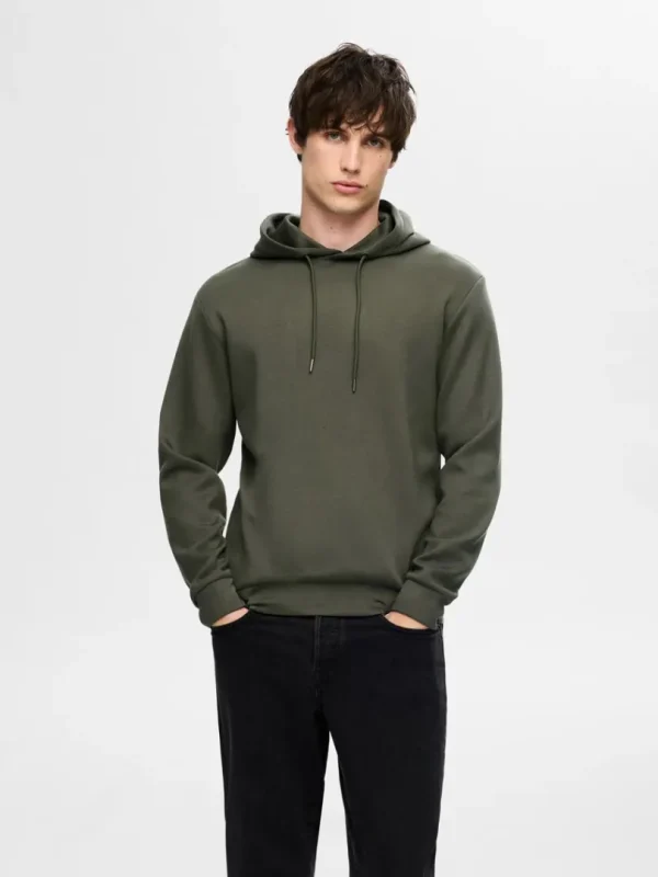 Hættetrøjer & Sweatshirts>SELECTED AFSLAPPET HOODIE Green