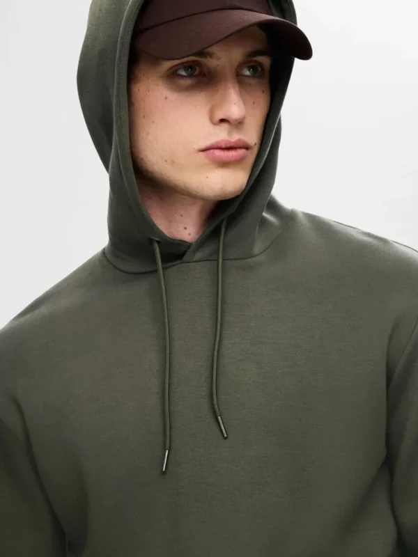 Hættetrøjer & Sweatshirts>SELECTED AFSLAPPET HOODIE Green