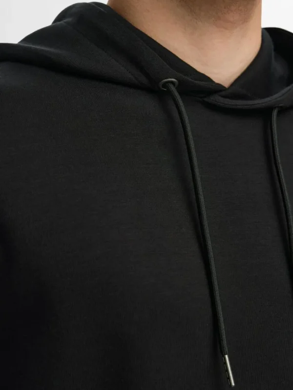 Hættetrøjer & Sweatshirts>SELECTED AFSLAPPET HOODIE Black