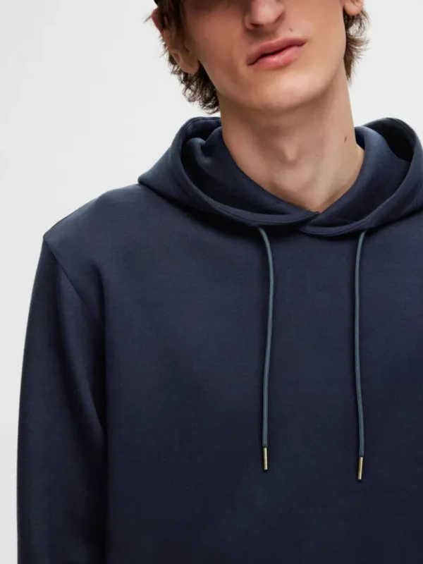 Hættetrøjer & Sweatshirts>SELECTED AFSLAPPET HOODIE Blue