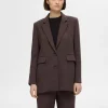 Jakkesæt & Blazers>SELECTED AFSLAPPET PASFORM BLAZER Brown
