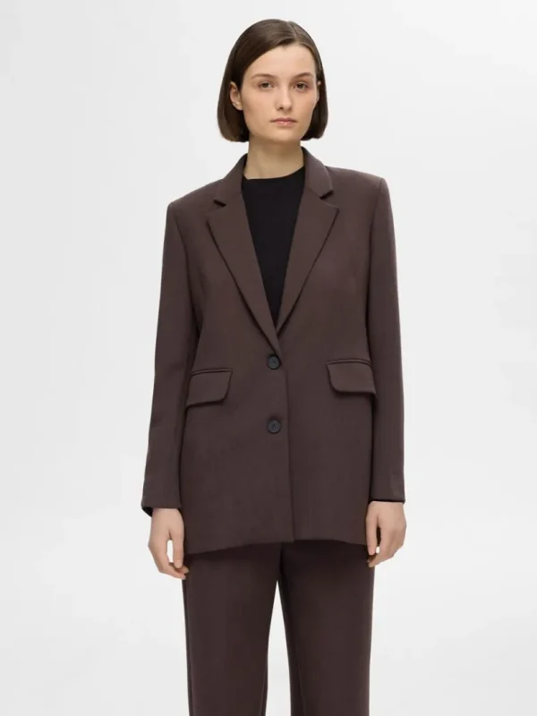 Jakkesæt & Blazers>SELECTED AFSLAPPET PASFORM BLAZER Brown