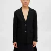 Jakkesæt & Blazers>SELECTED AFSLAPPET PASFORM BLAZER Black
