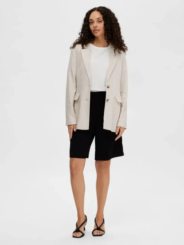 Jakkesæt & Blazers>SELECTED AFSLAPPET PASFORM BLAZER Beige