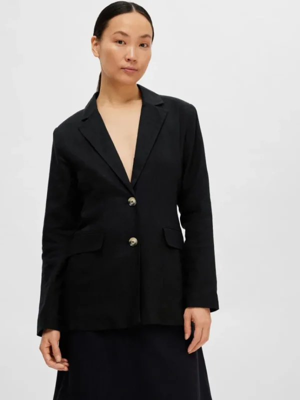 Jakkesæt & Blazers>SELECTED AFSLAPPET PASFORM BLAZER Black