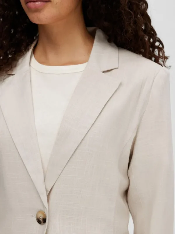 Jakkesæt & Blazers>SELECTED AFSLAPPET PASFORM BLAZER Beige