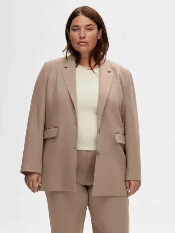 Jakkesæt & Blazers>SELECTED AFSLAPPET PASFORM BLAZER Brown
