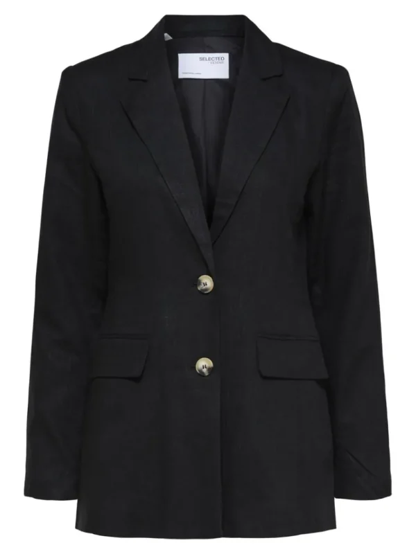 Jakkesæt & Blazers>SELECTED AFSLAPPET PASFORM BLAZER Black