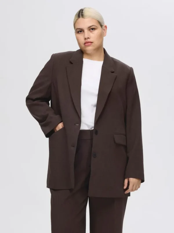Jakkesæt & Blazers>SELECTED AFSLAPPET PASFORM BLAZER Brown