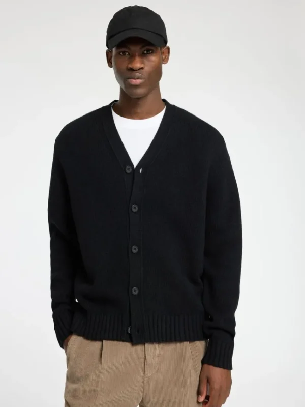 Strik>SELECTED AFSLAPPET PASFORM CARDIGAN Black