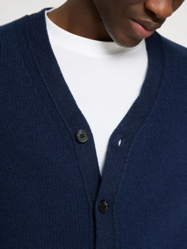 Strik>SELECTED AFSLAPPET PASFORM CARDIGAN Blue