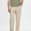 Bukser>SELECTED AFSLAPPET PASFORM CROPPED BUKSER Beige