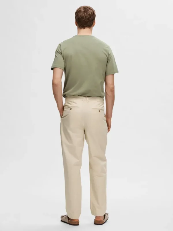 Bukser>SELECTED AFSLAPPET PASFORM CROPPED BUKSER Beige