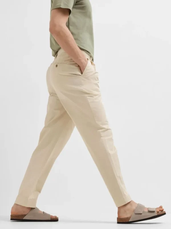 Bukser>SELECTED AFSLAPPET PASFORM CROPPED BUKSER Beige