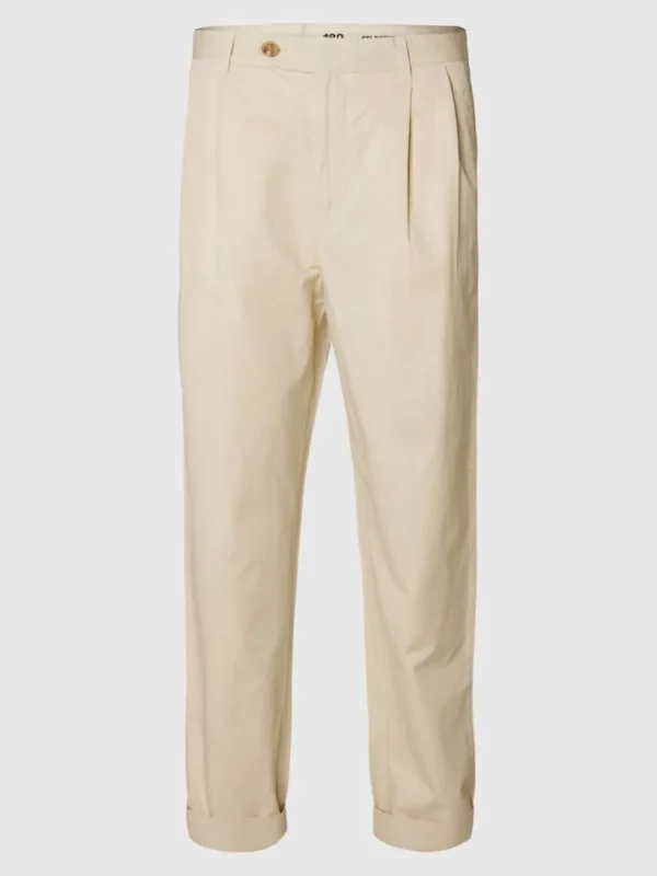 Bukser>SELECTED AFSLAPPET PASFORM CROPPED BUKSER Beige