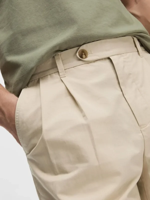 Bukser>SELECTED AFSLAPPET PASFORM CROPPED BUKSER Beige