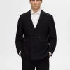 Jakkesæt & Blazers>SELECTED AFSLAPPET PASFORM DOBBELTRADET BLAZER Black