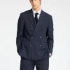 Jakkesæt & Blazers>SELECTED AFSLAPPET PASFORM DOBBELTRADET BLAZER Blue