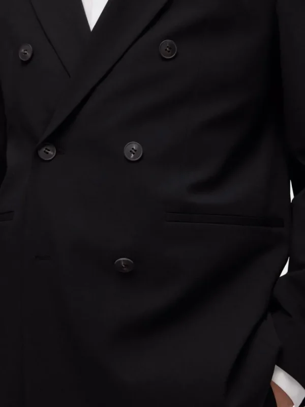 Jakkesæt & Blazers>SELECTED AFSLAPPET PASFORM DOBBELTRADET BLAZER Black