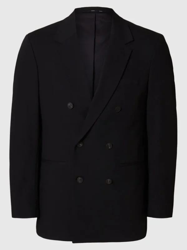 Jakkesæt & Blazers>SELECTED AFSLAPPET PASFORM DOBBELTRADET BLAZER Black