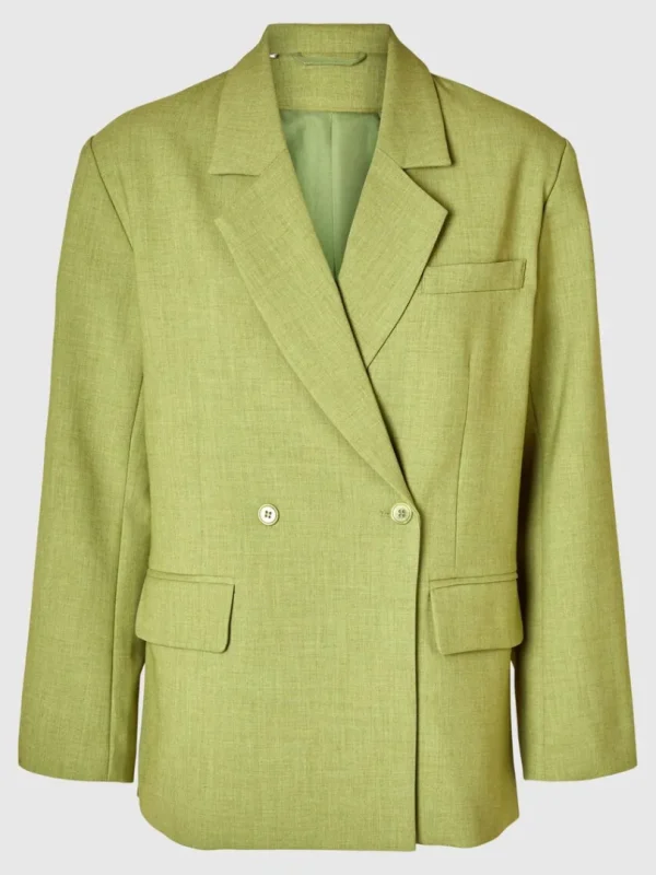 Jakkesæt & Blazers>SELECTED AFSLAPPET PASFORM DOBBELTRADET BLAZER Green