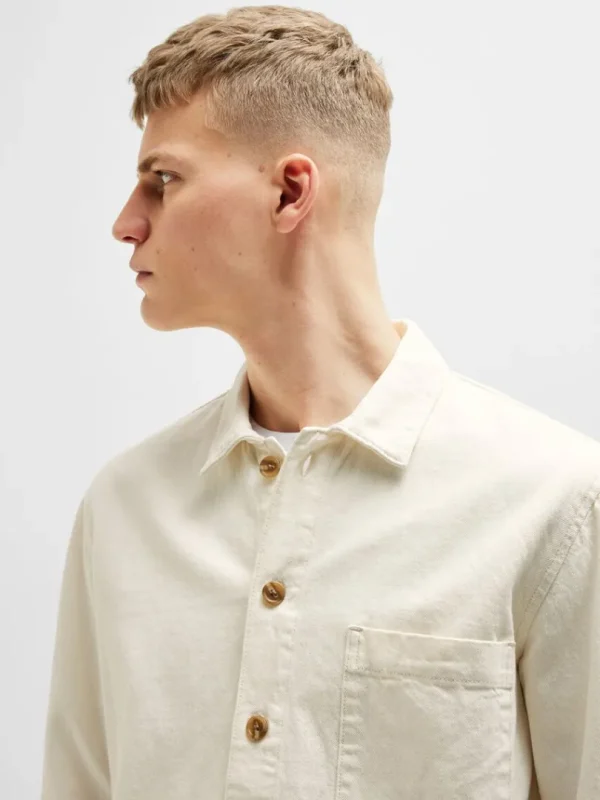Skjorter>SELECTED AFSLAPPET PASFORM SKJORTE Beige