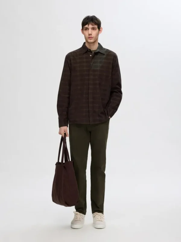 Skjorter>SELECTED AFSLAPPET TERNET SKJORTE Brown
