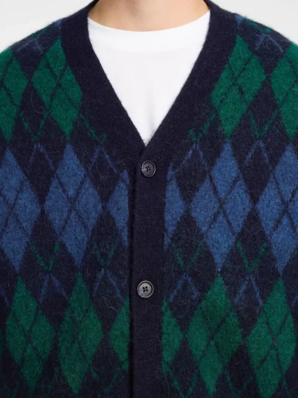 Strik>SELECTED ARGYLE-PRINT STRIKKET CARDIGAN Blue