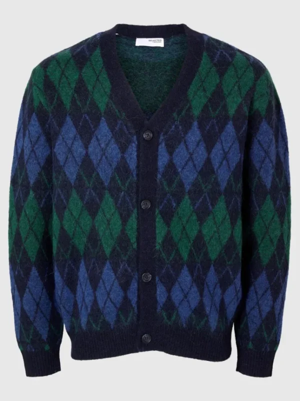 Strik>SELECTED ARGYLE-PRINT STRIKKET CARDIGAN Blue