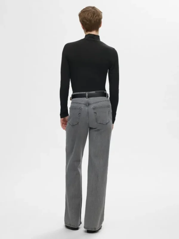 T-shirts>SELECTED BASIC HØJ HALS TOP MED LANGE ÆRMER Black