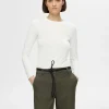 T-shirts>SELECTED BASIS- LANGÆRMET T-SHIRT White