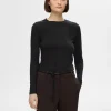 T-shirts>SELECTED BASIS- LANGÆRMET T-SHIRT Black