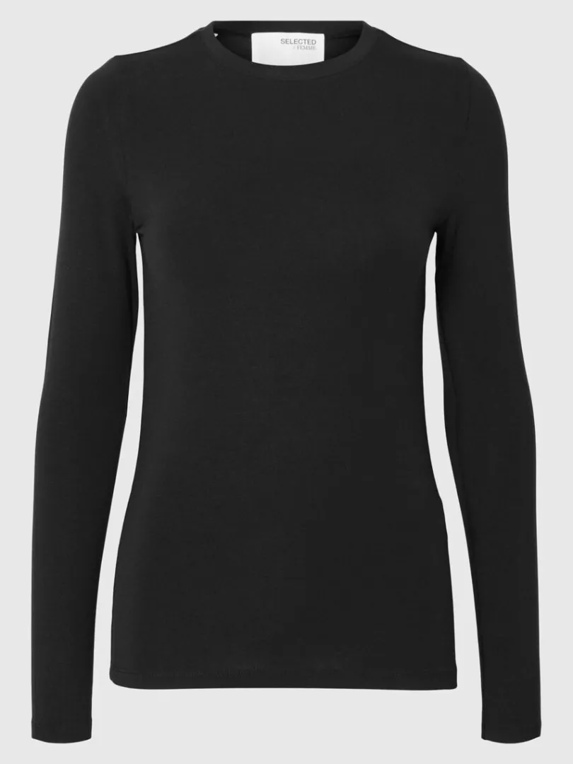 basis_langrmet_tshirt_5.webp T-shirts>SELECTED BASIS- LANGÆRMET T-SHIRT Black