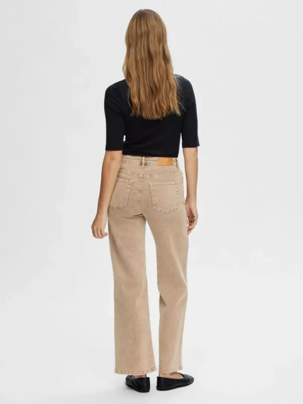 Jeans>SELECTED WIDE FIT JEANS Beige
