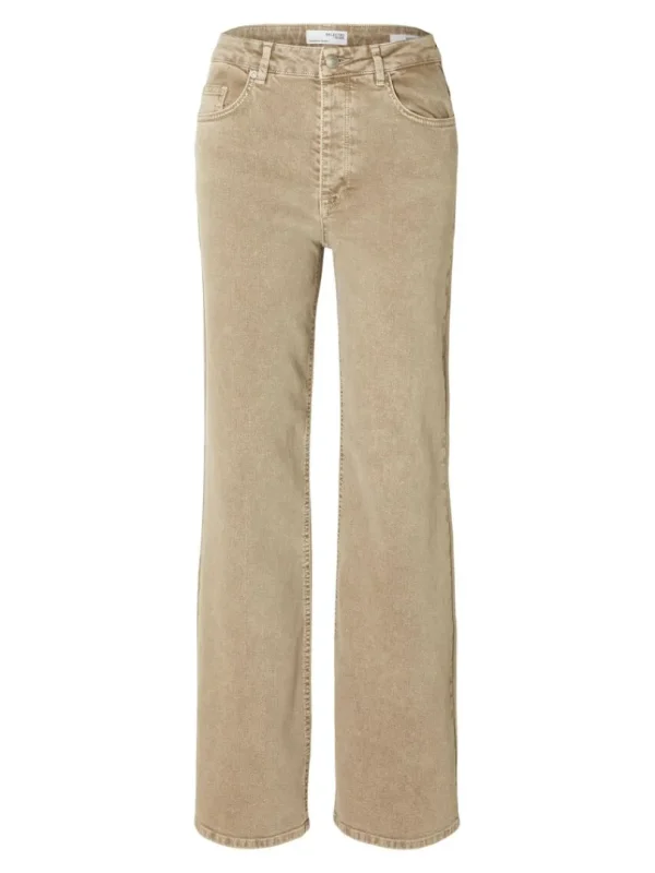 Jeans>SELECTED WIDE FIT JEANS Beige