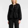 Toppe Og Bluser>SELECTED BINDELUKNING FORAN LANGÆRMET BLUSE Black