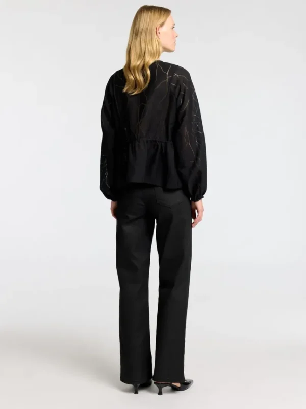 Toppe Og Bluser>SELECTED BINDELUKNING FORAN LANGÆRMET BLUSE Black