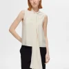 Toppe Og Bluser>SELECTED BINDELUKNING I HALS TOP UDEN ÆRMER Beige