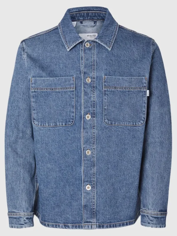 Overtøj | Skjorter>SELECTED BLÅ DENIM OVERSHIRT Blue