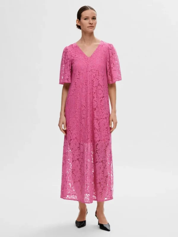 Kjoler>SELECTED BLOMSTERBLONDER MIDIKJOLE Pink