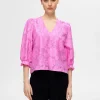 Toppe Og Bluser>SELECTED BLOMSTERPRINTET BLUSE Pink