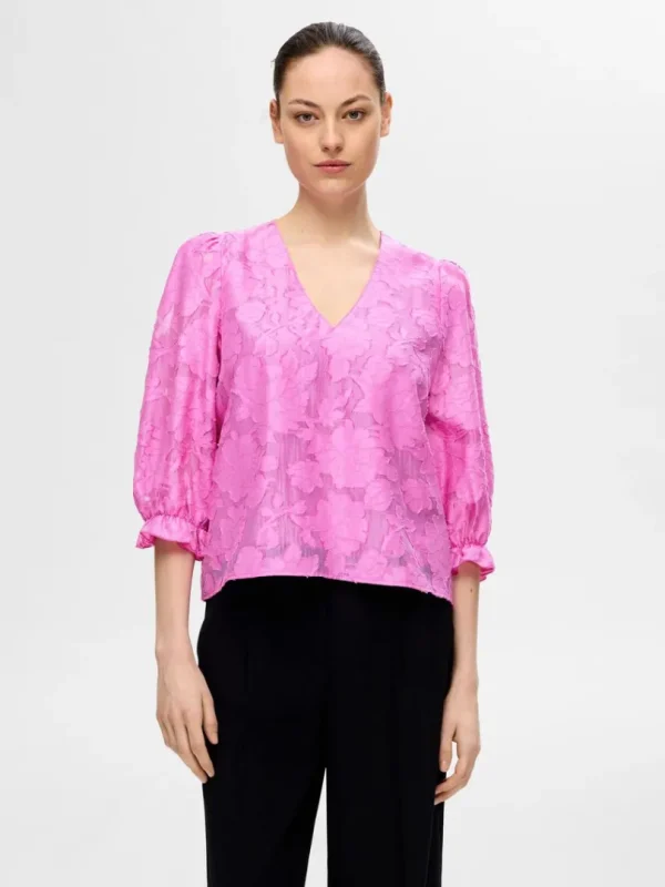 Toppe Og Bluser>SELECTED BLOMSTERPRINTET BLUSE Pink