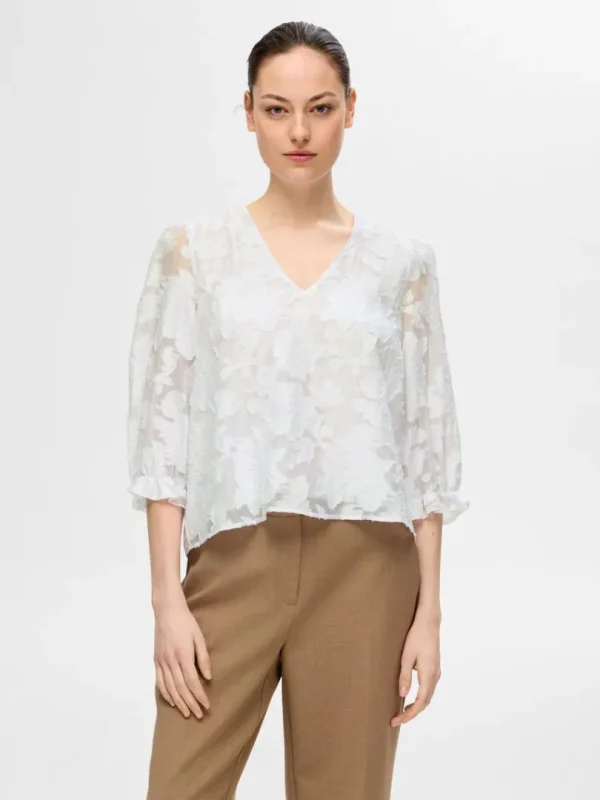 Toppe Og Bluser>SELECTED BLOMSTERPRINTET BLUSE White