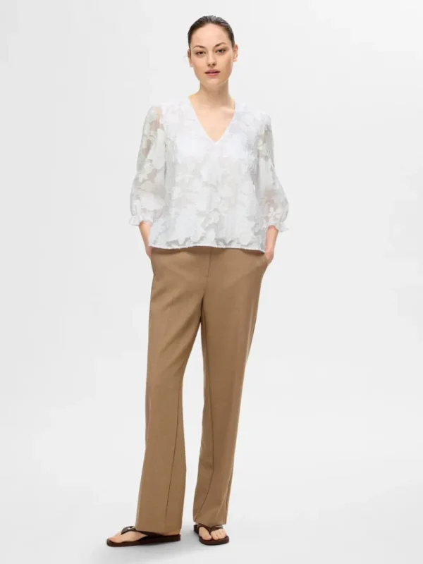 Toppe Og Bluser>SELECTED BLOMSTERPRINTET BLUSE White