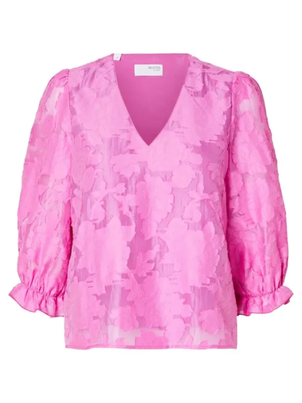 Toppe Og Bluser>SELECTED BLOMSTERPRINTET BLUSE Pink