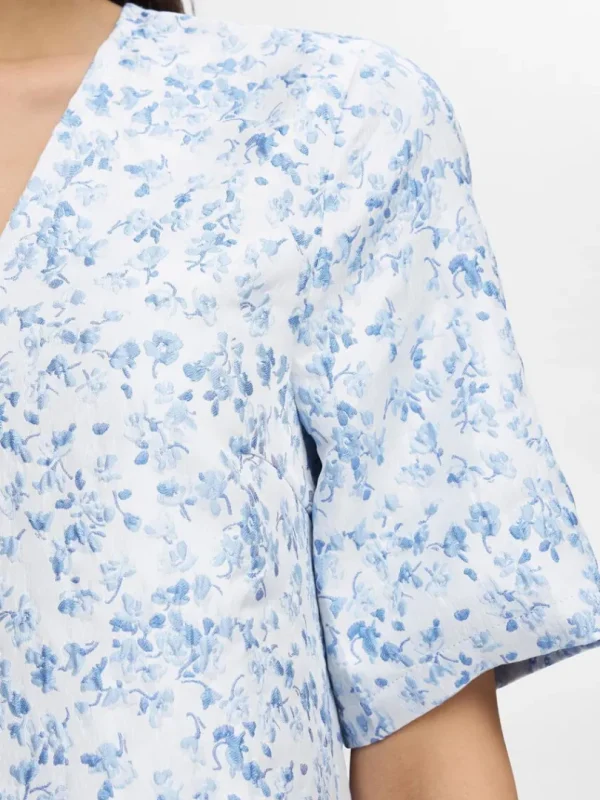 Kjoler>SELECTED BLOMSTERPRINTET KORT KJOLE Blue