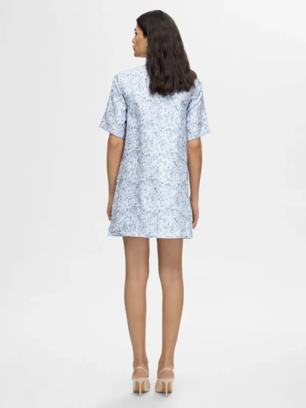 Kjoler>SELECTED BLOMSTERPRINTET KORT KJOLE Blue