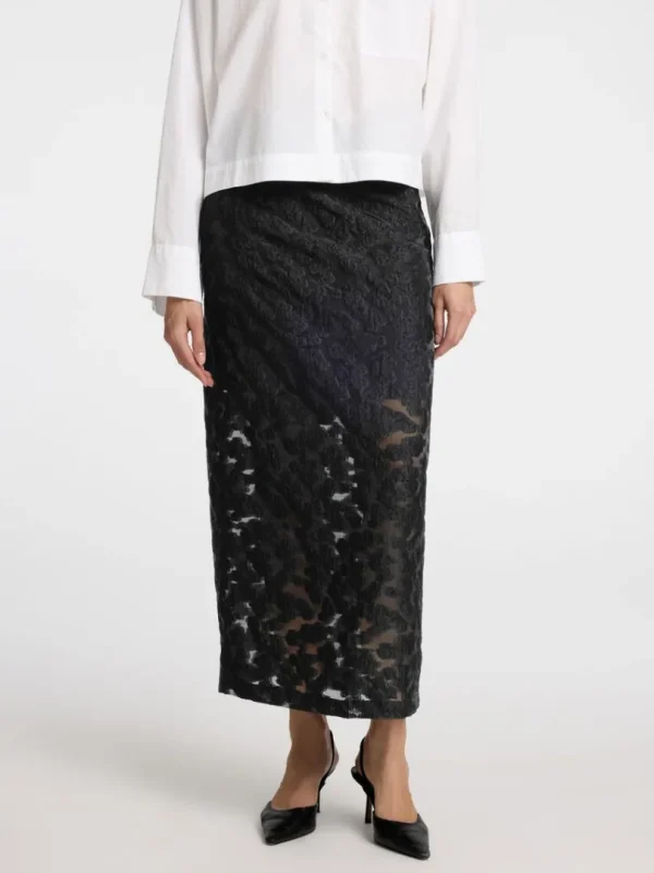 Nederdele>SELECTED BLOMSTERPRINTET MAXINEDERDEL Black