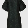 Kjoler>SELECTED BLOMSTRET JACQUARD KJOLE MED PUFÆRMER Green