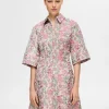 Kjoler>SELECTED BLOMSTRET JACQUARD KORT KJOLE Coloured